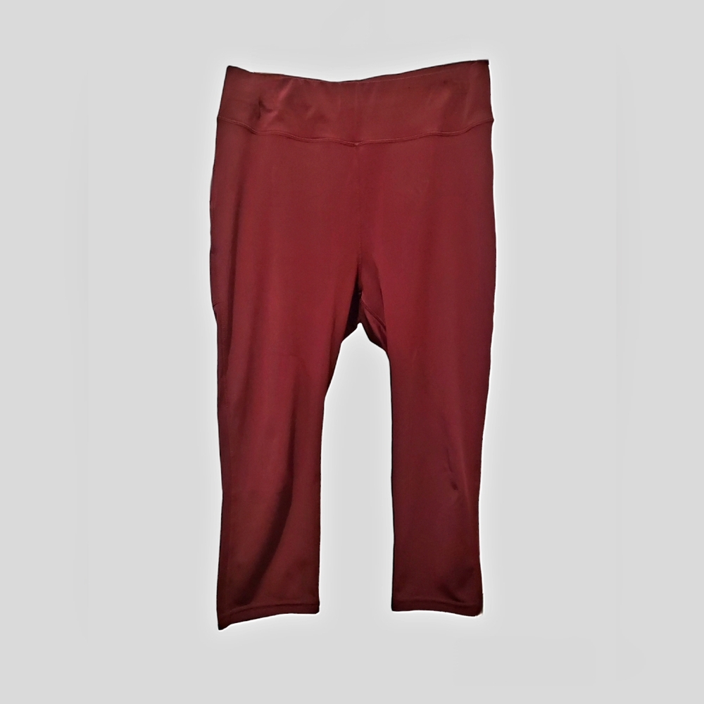 Burgundy POP Fit Crop Leggings -- Jane